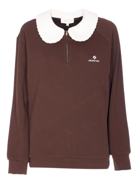SHUSHU/TONG logo-embroidery zip-collar sweatshirt