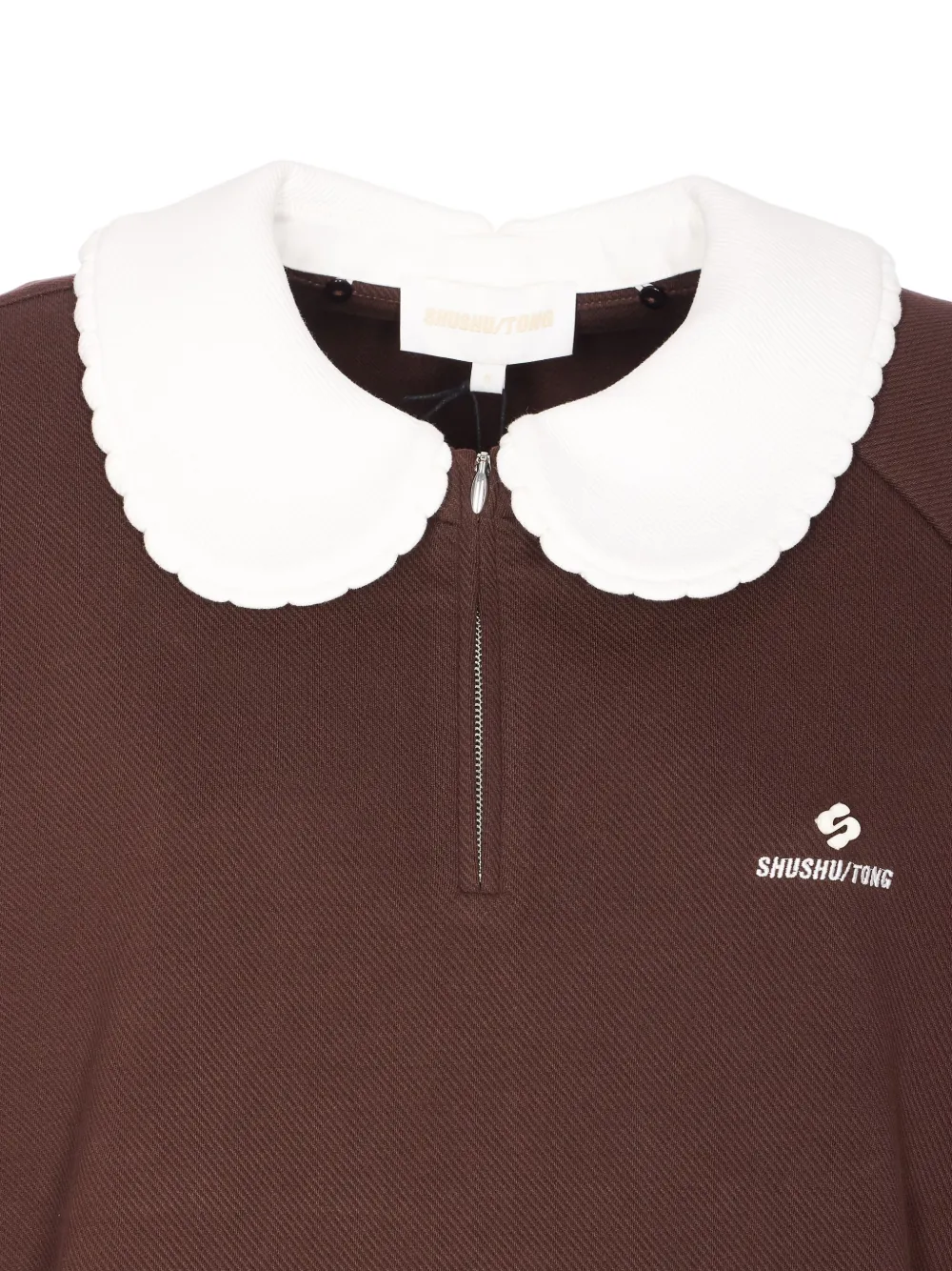 Shushu-tong Logo-embroidery Zip-collar Sweatshirt In Brown