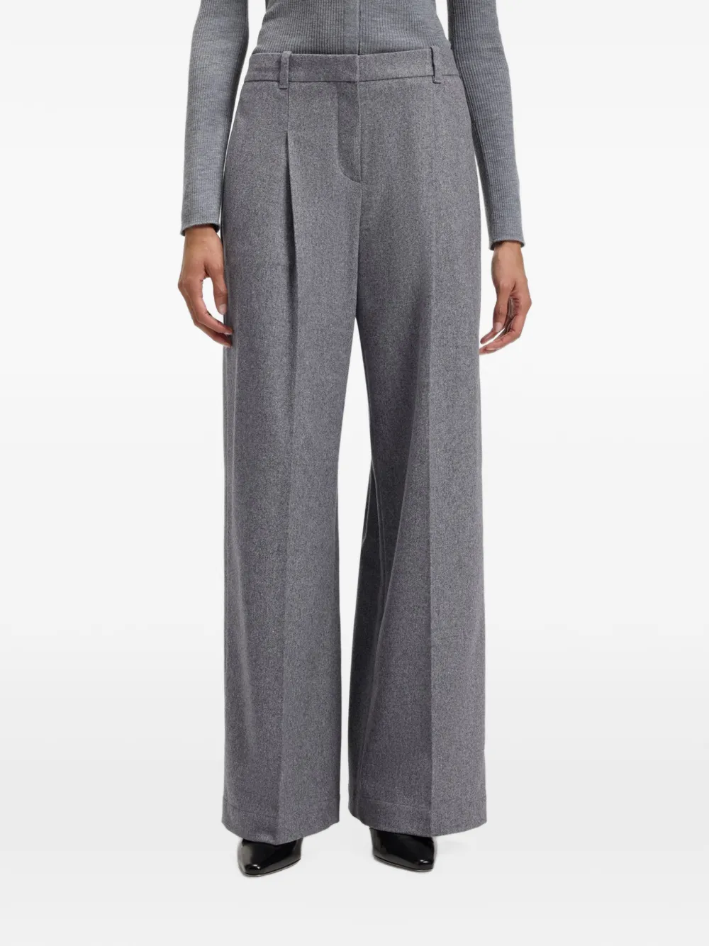 BOSS Broek met wijde pijpen Grijs