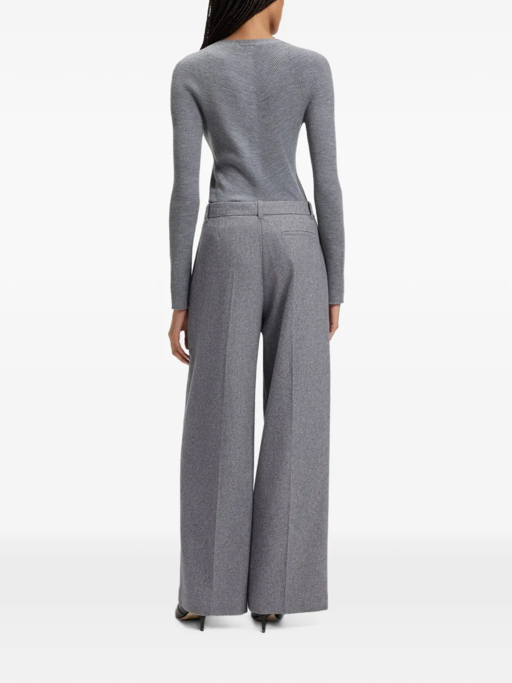 BOSS Broek met wijde pijpen Grijs