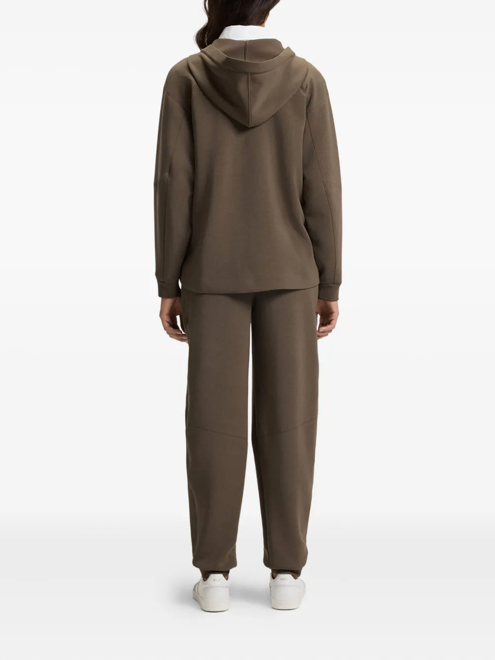 BOSS fur-panel zip-up hoodie - Bruin