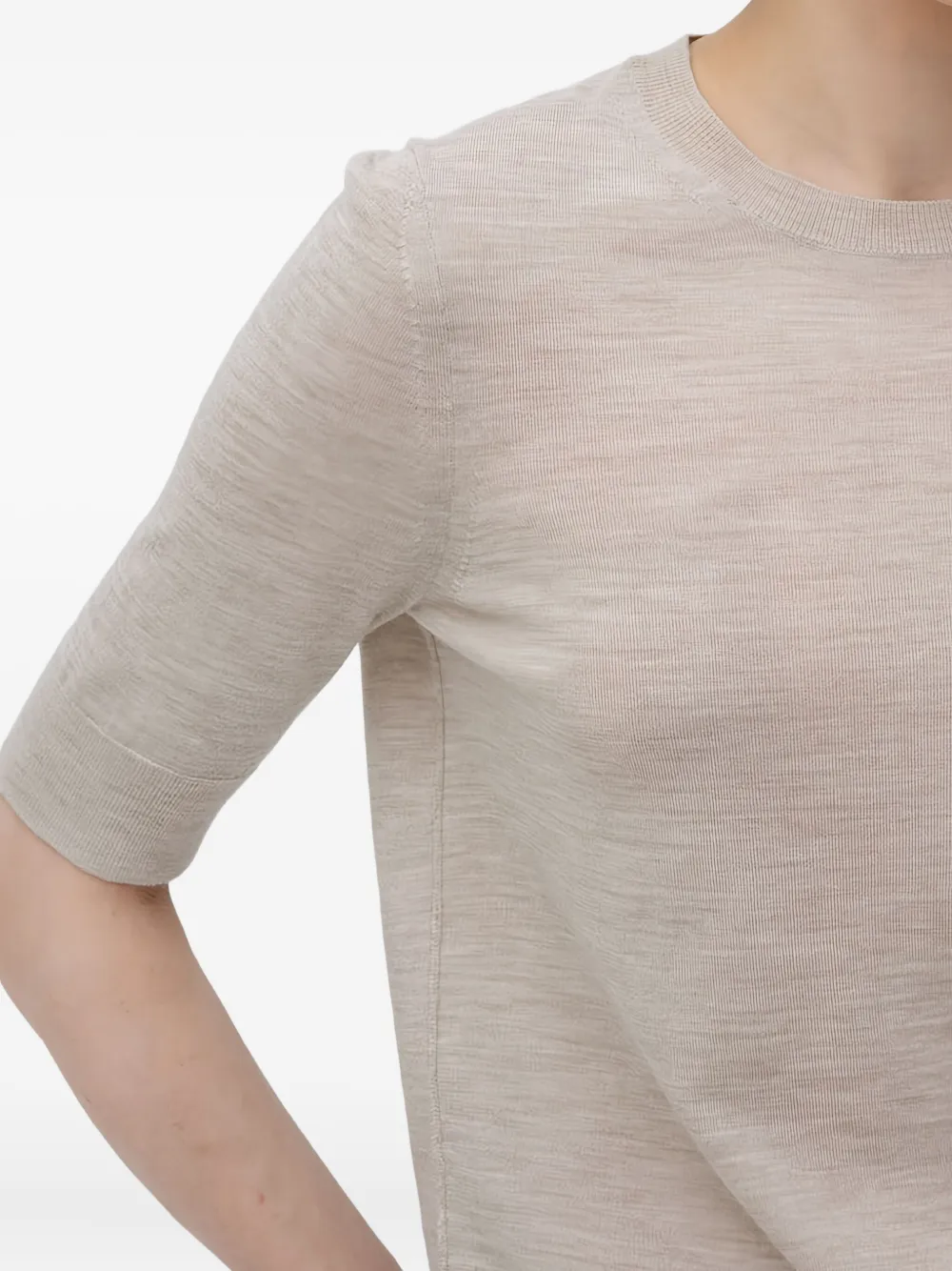Hugo Boss Boss Farbella Short Sleeve Virgin Wool Sweater In Neutral