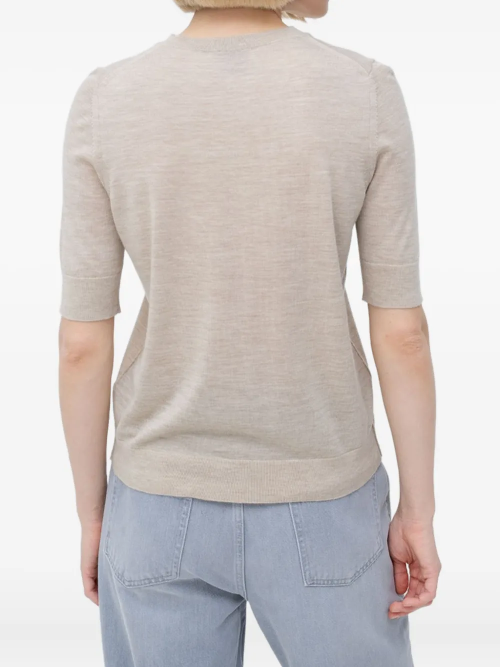 Hugo Boss Boss Farbella Short Sleeve Virgin Wool Sweater In Neutral
