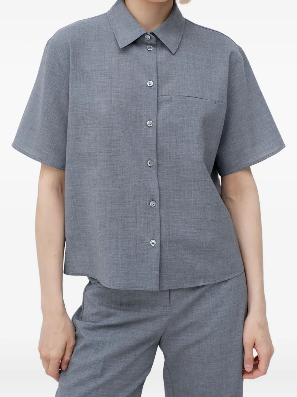 Hugo Boss Buttoned Short-sleeve Shirt In Gray