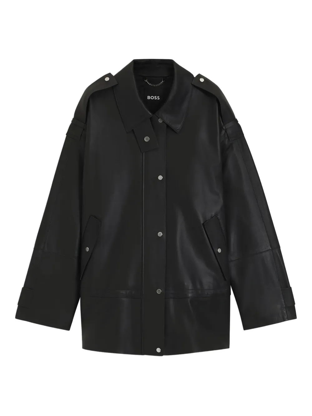 Hugo Boss Long-length Biker Jacket In Black