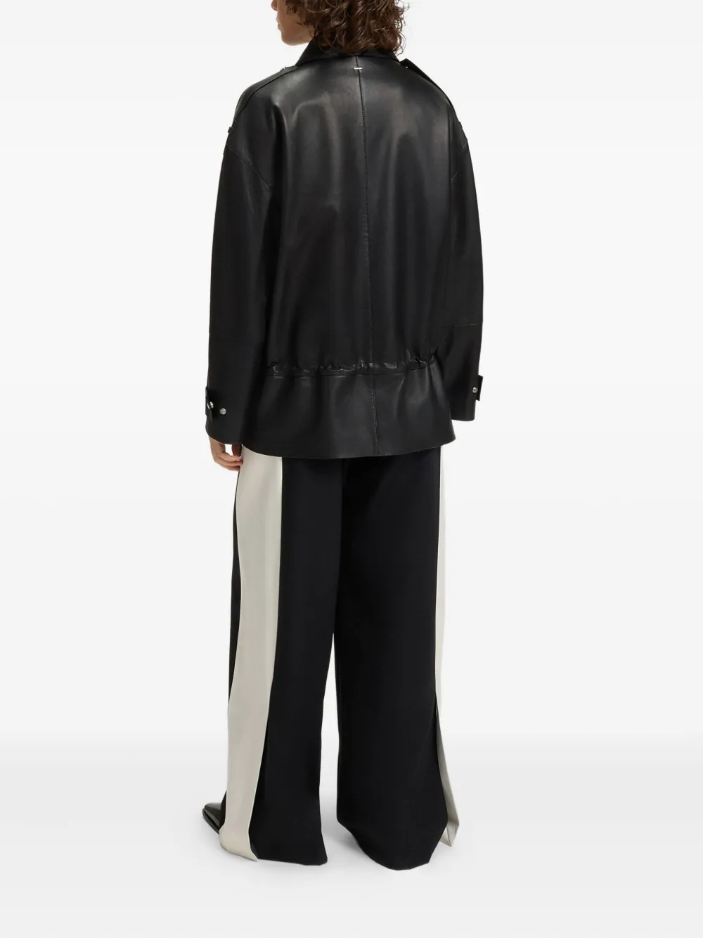 Hugo Boss Long-length Biker Jacket In Black
