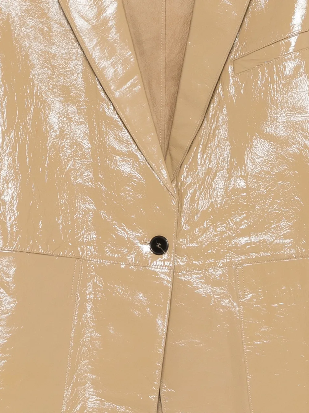 Alysi Leren blazer met enkele rij knopen Beige