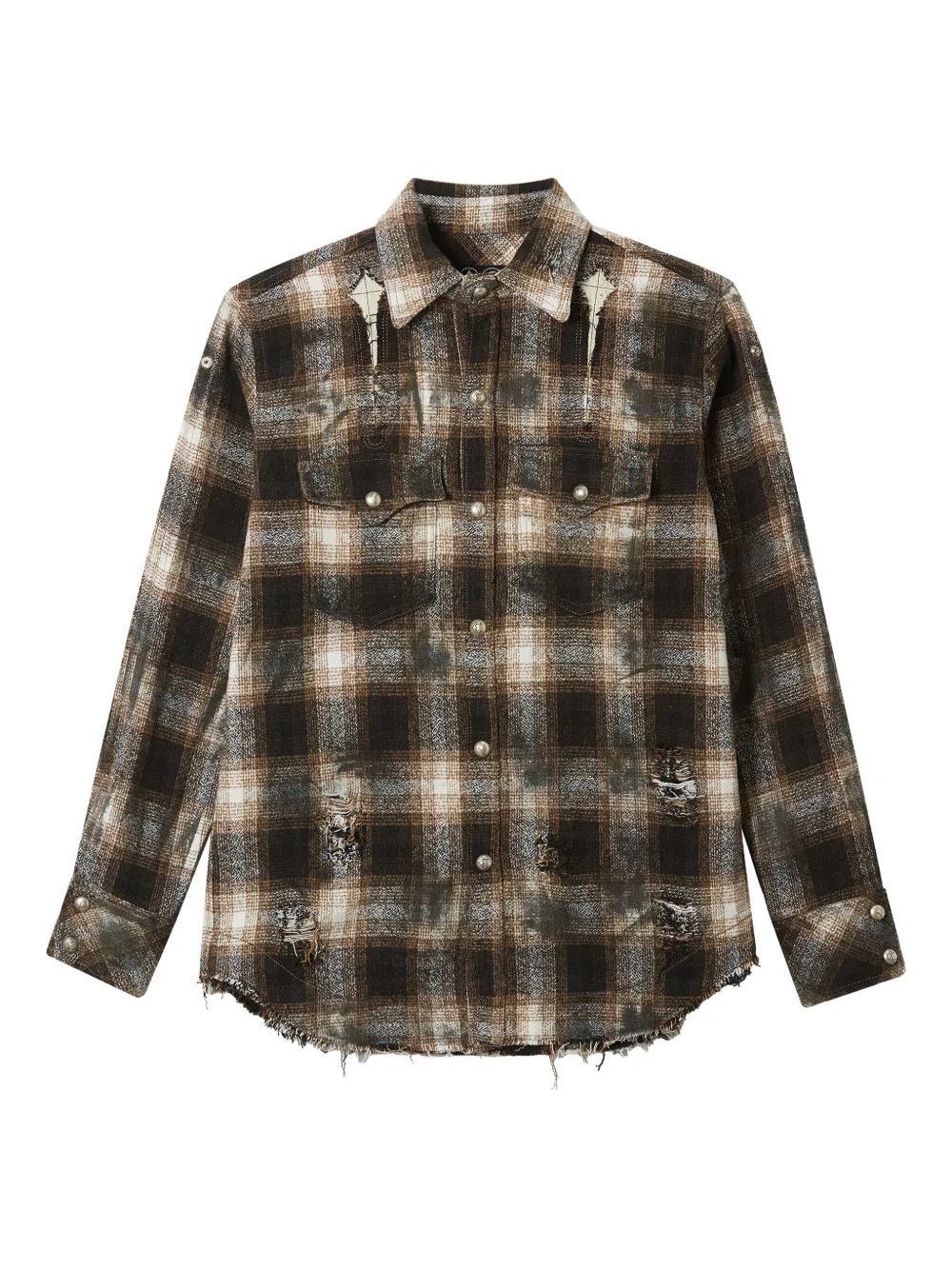 THUG CLUB Kariertes Hemd - Braun