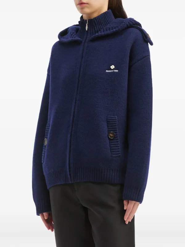 SHUSHU/TONG logo-embroidered Knitted Jacket | Blue | FARFETCH GE