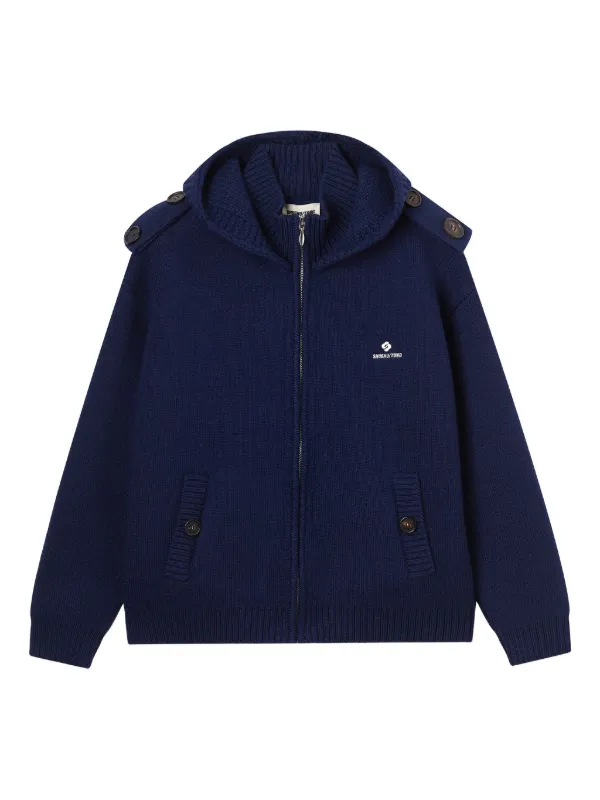 Shushu/Tong Logo-embroidered Knitted Jacket in Blue