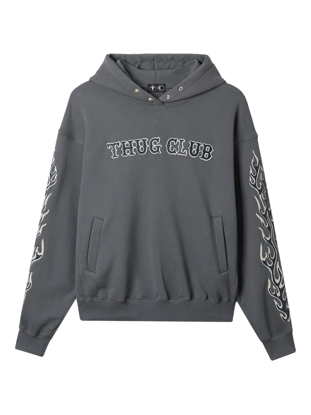 THUG CLUB flame hoodie | Grey | Image 1