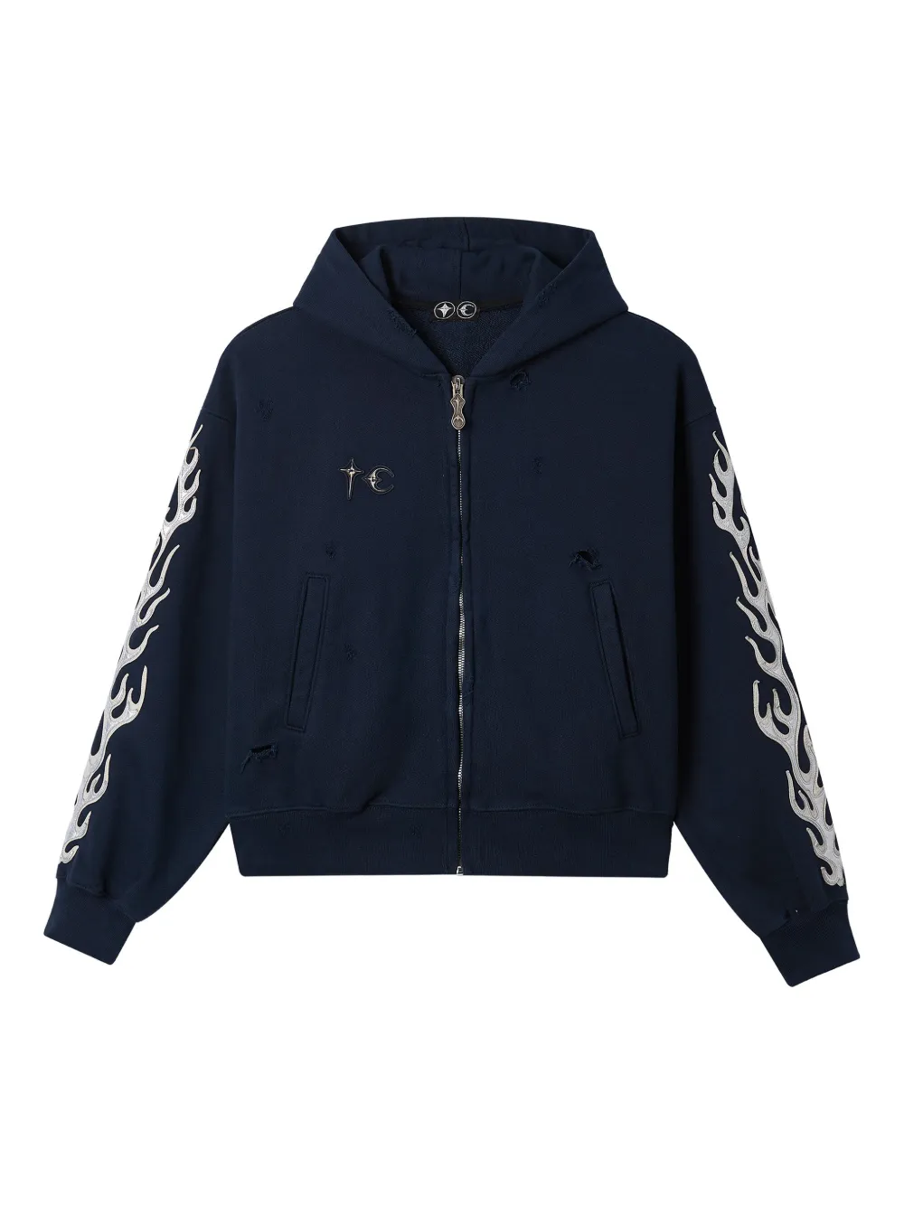 THUG CLUB flame zip hoodie | Blue | Image 1