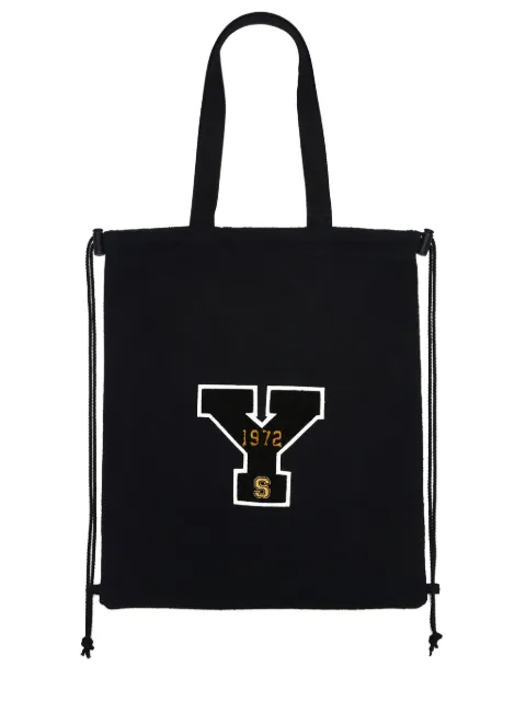 Y's logo-appliqué drawstring tote bag
