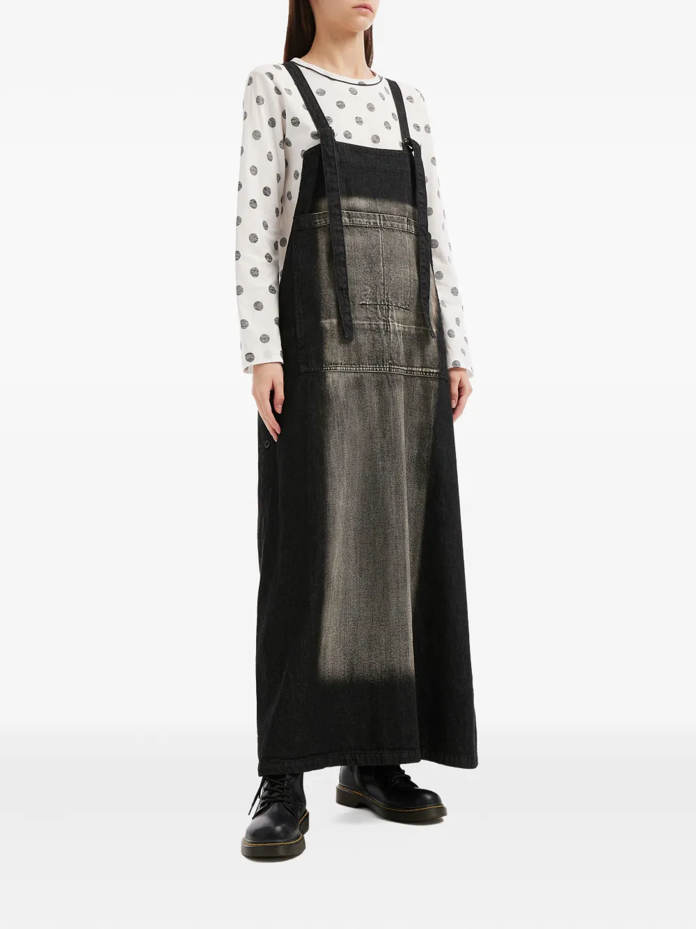 Y's Maxi-jurk met zakdetail - Zwart