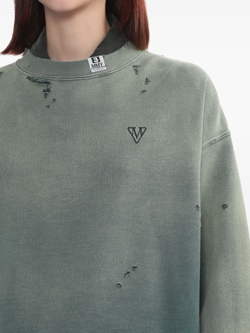 Miharayasuhiro Distressed Embroidered Sweatshirt In Green