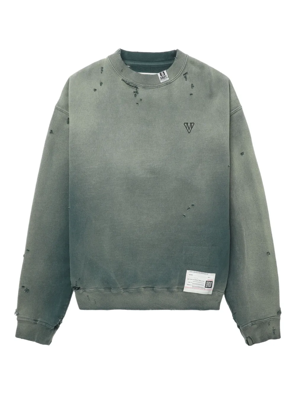 Miharayasuhiro Distressed Embroidered Sweatshirt In Green