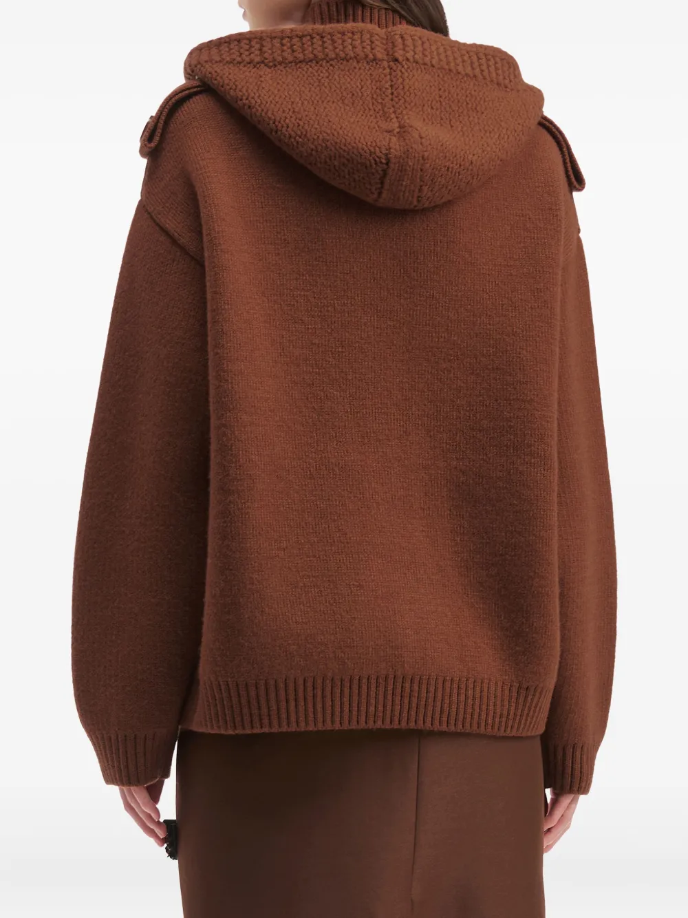 Shushu-tong Zip-up Wool Hooded Cardigan In Brown