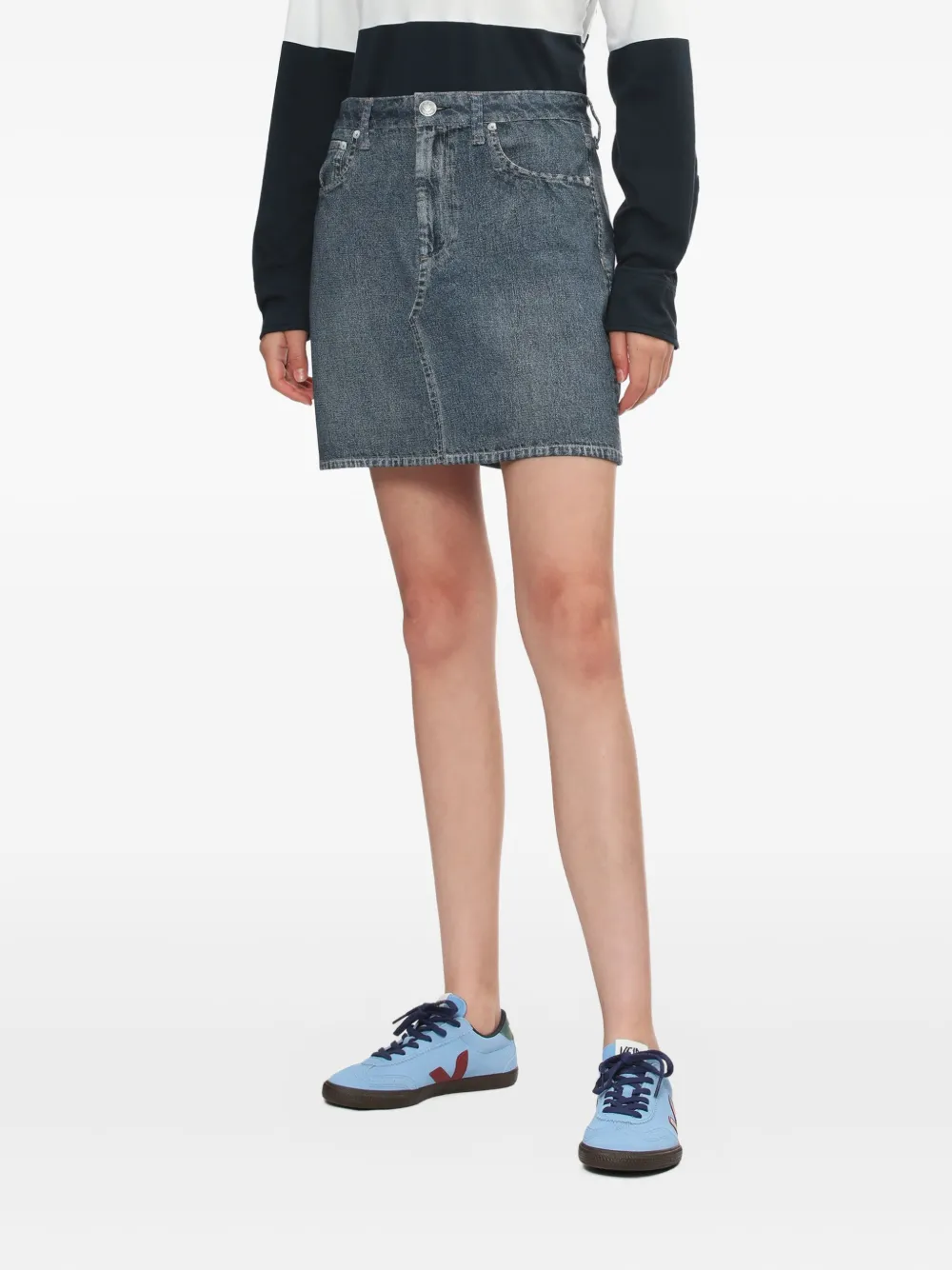 Rag & Bone Denim Mini Skirt In Blue