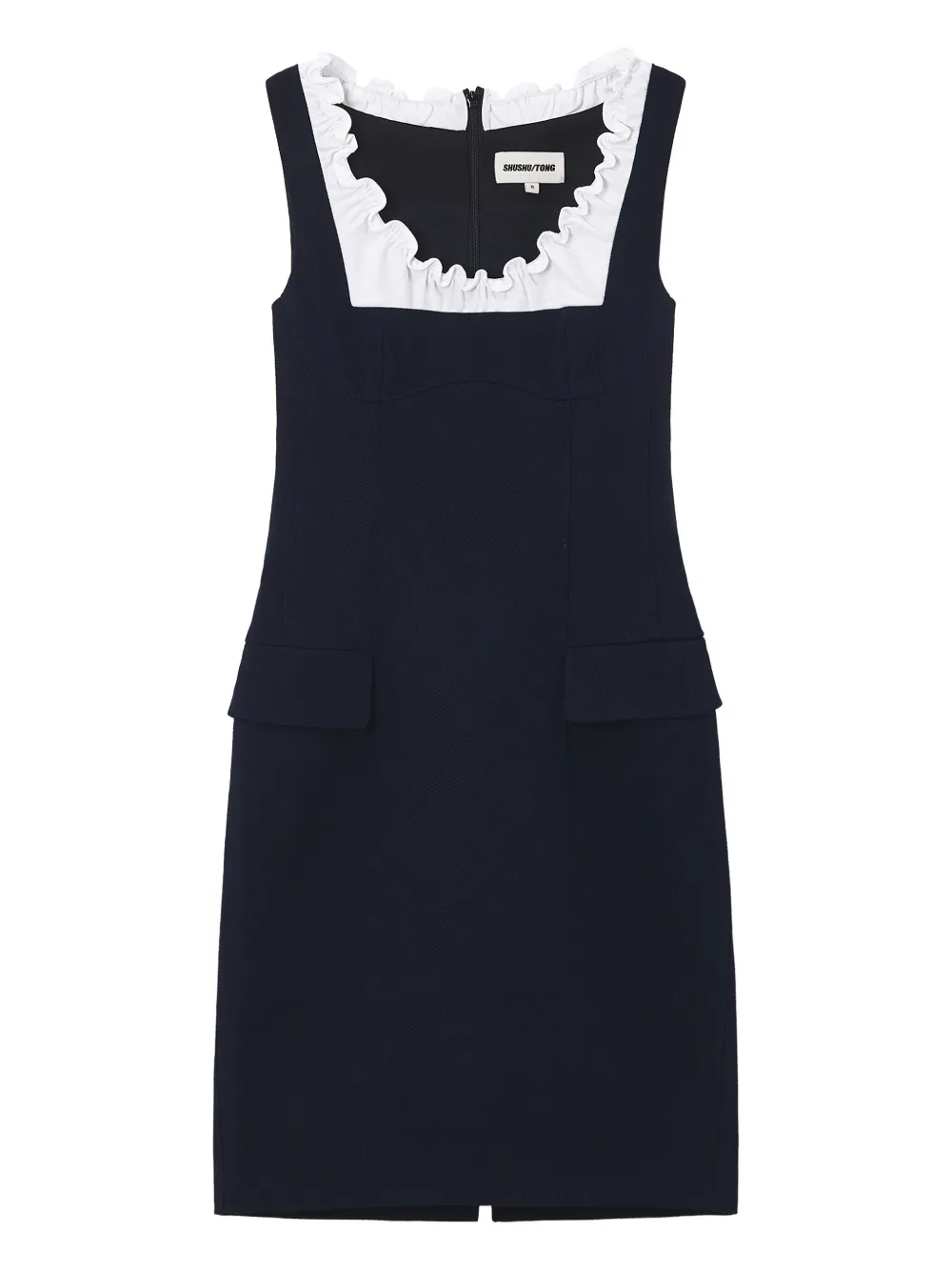 Shushu-tong Ruffled Pocket Mini Dress In Blue