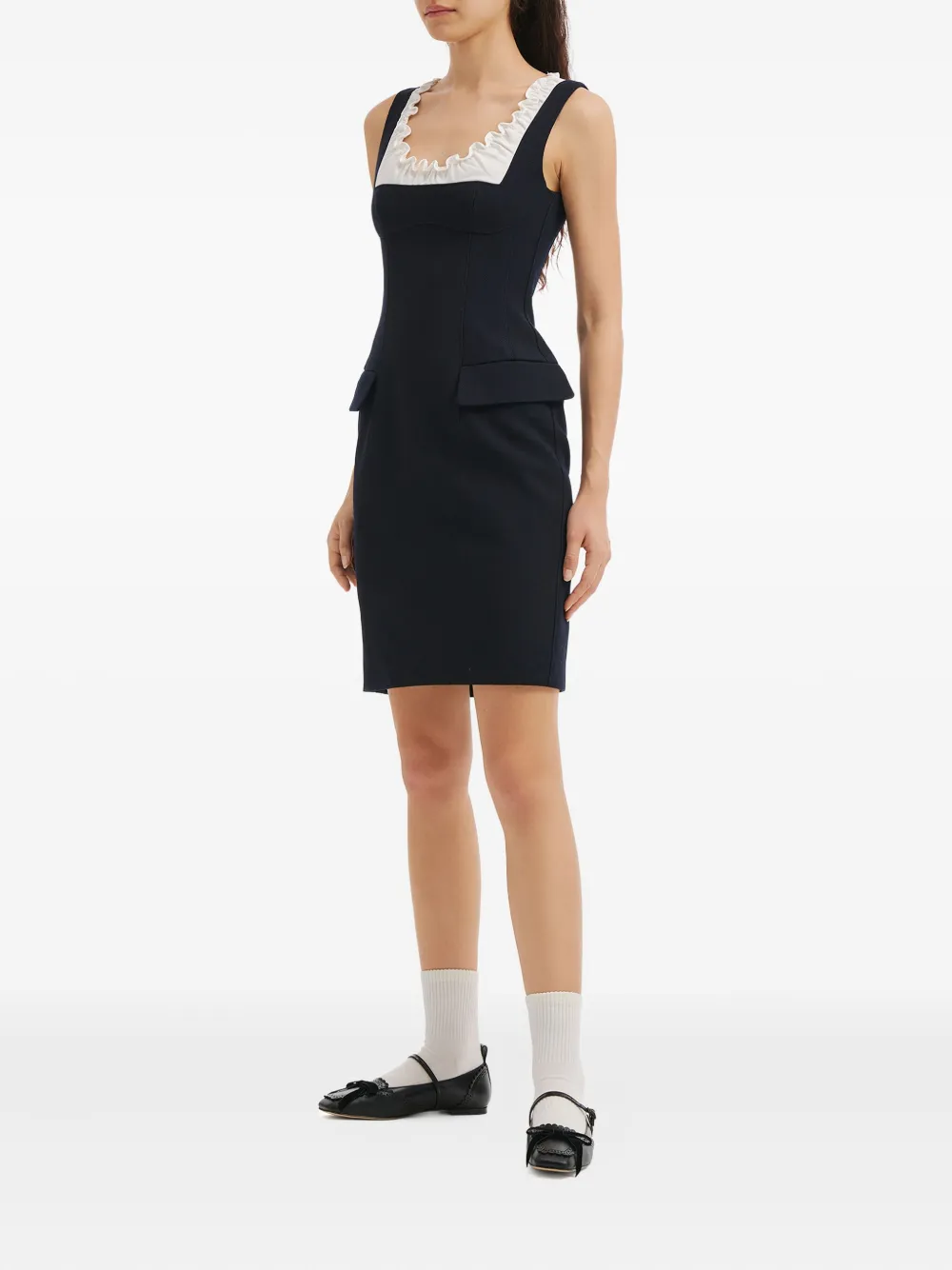 Shushu-tong Ruffled Pocket Mini Dress In Blue