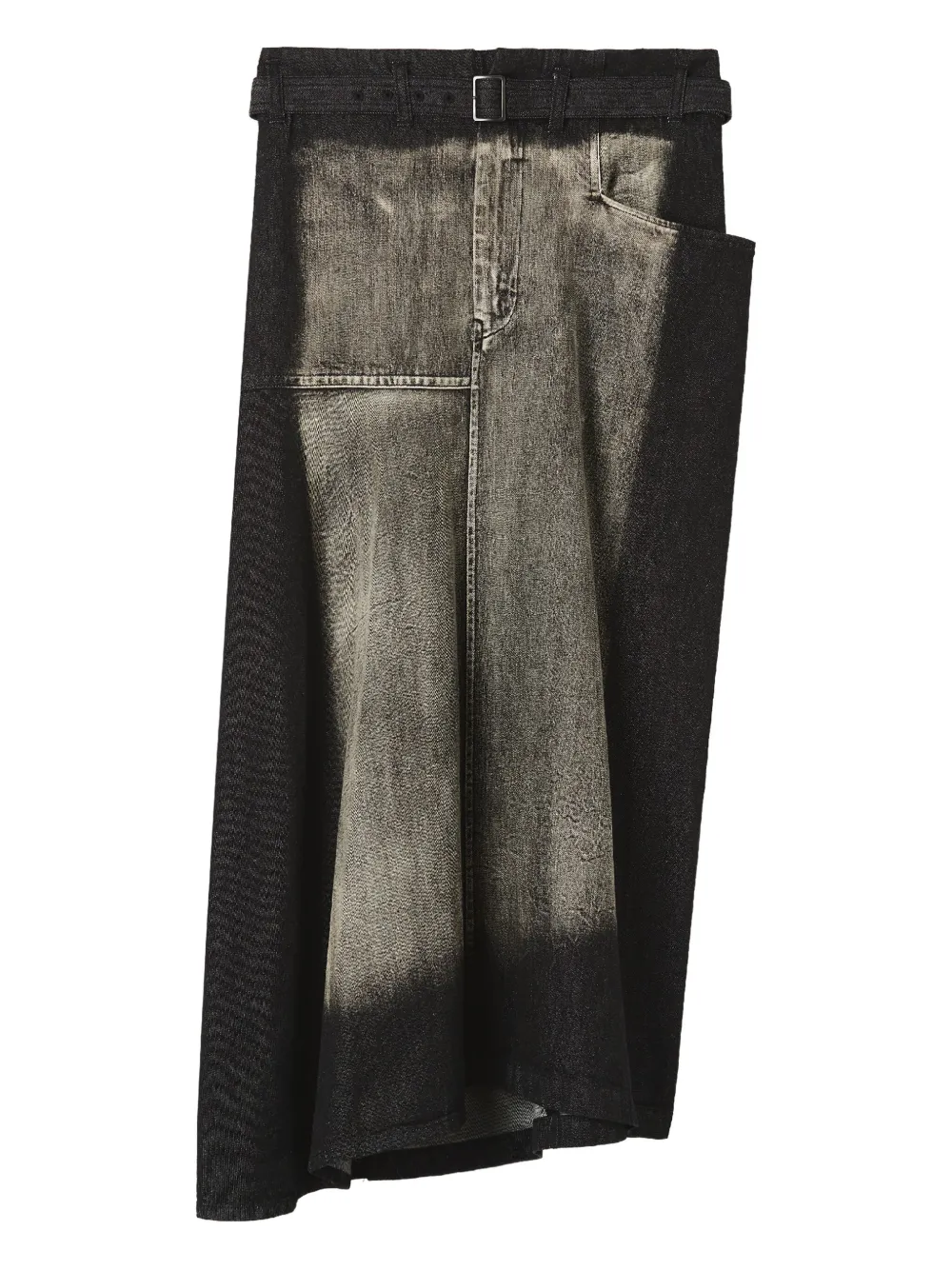 Y's Asymmetric Midi Skirt In Black