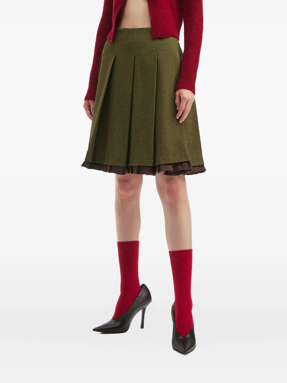 Shushu-tong Pleated Mini Skirt In Green