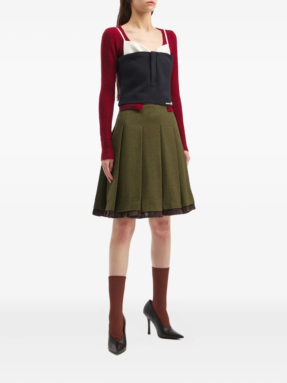 SHUSHU/TONG pleated mini skirt - Groen