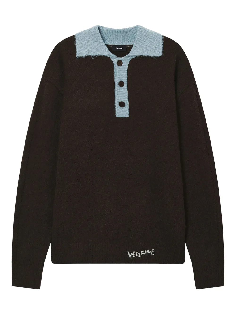 We11 Done Button Collar Polo Top In Black