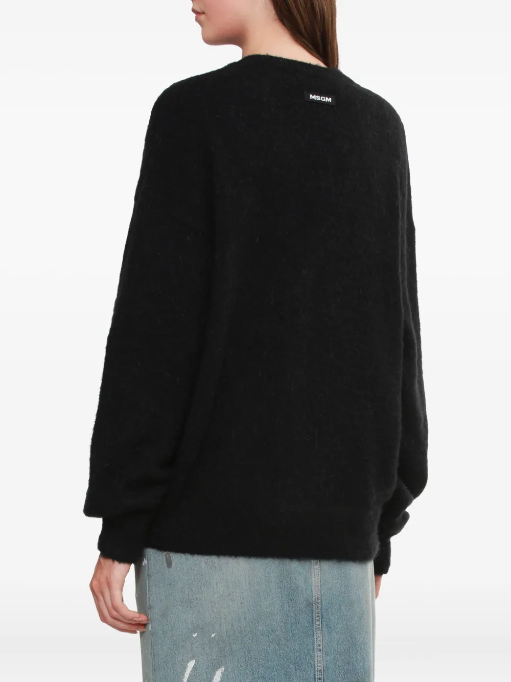 Msgm Mushroom V-neck Cardigan In Black