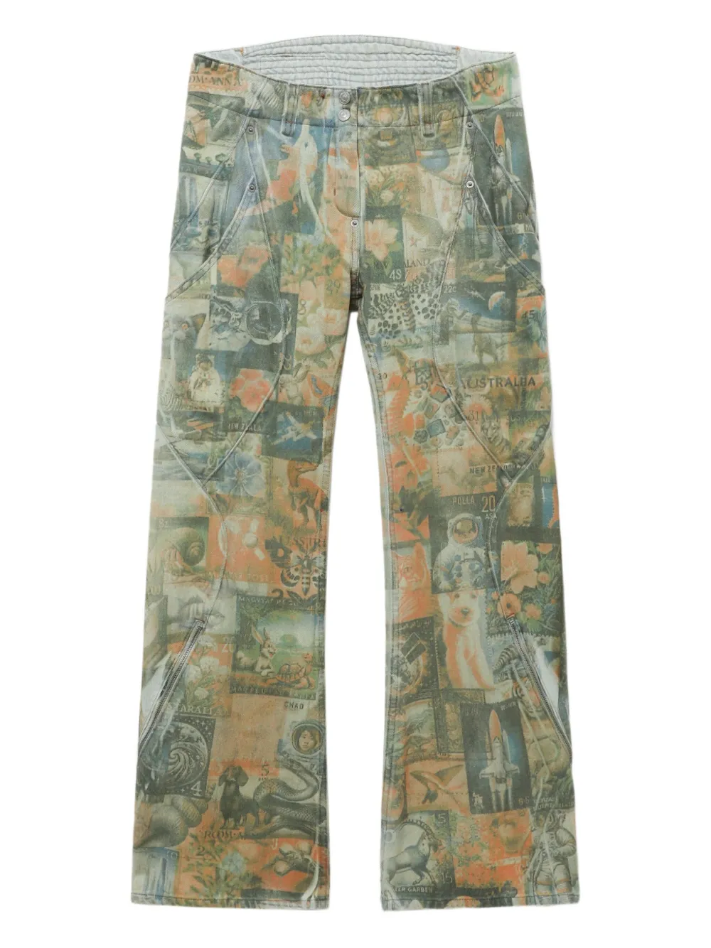 Kiko Kostadinov zip printed jeans | Green | Image 1