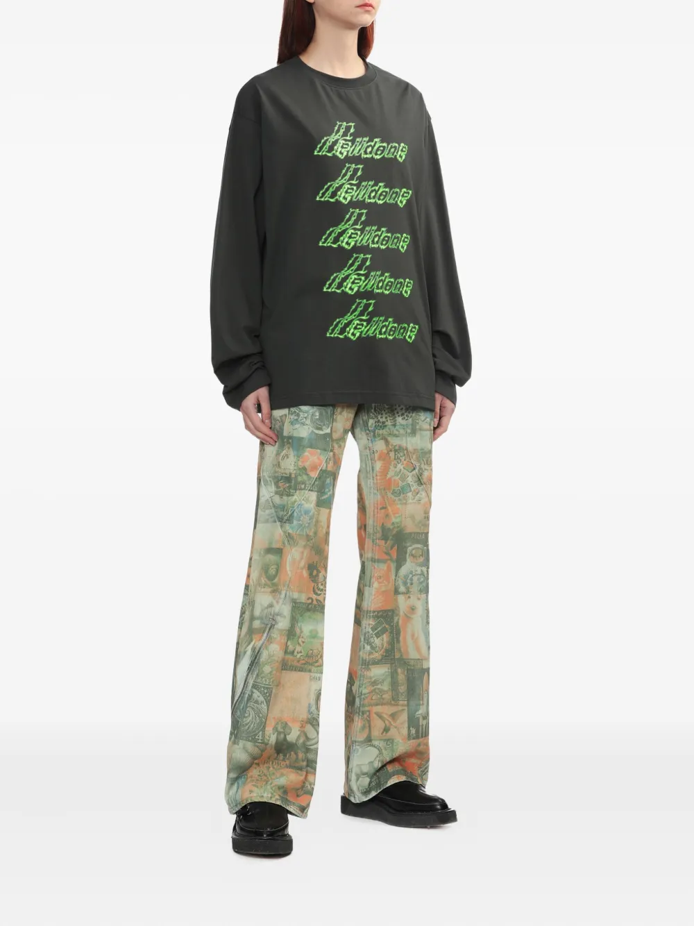 Kiko Kostadinov zip printed jeans - Groen