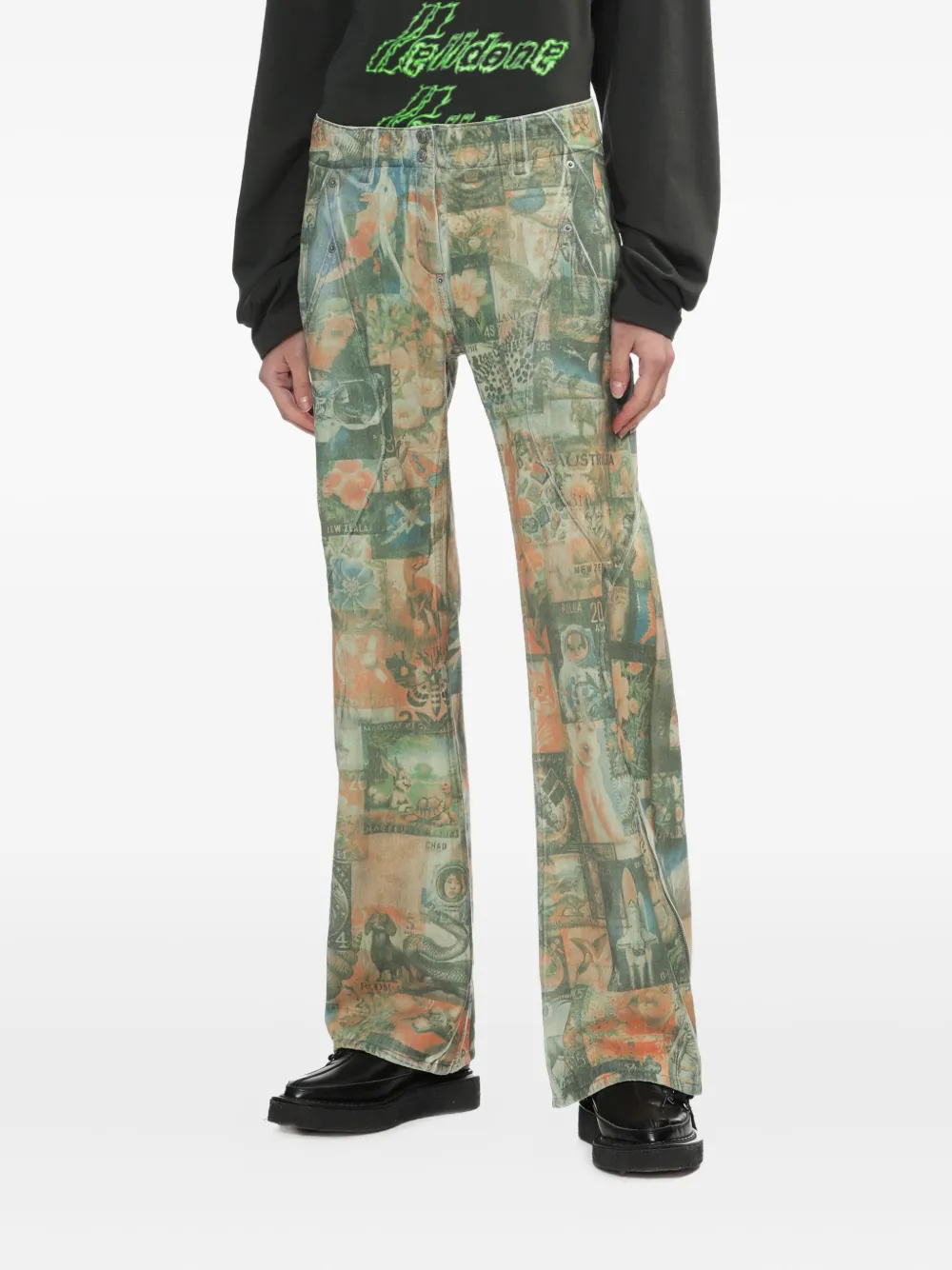 Kiko Kostadinov Jeans met rits Groen