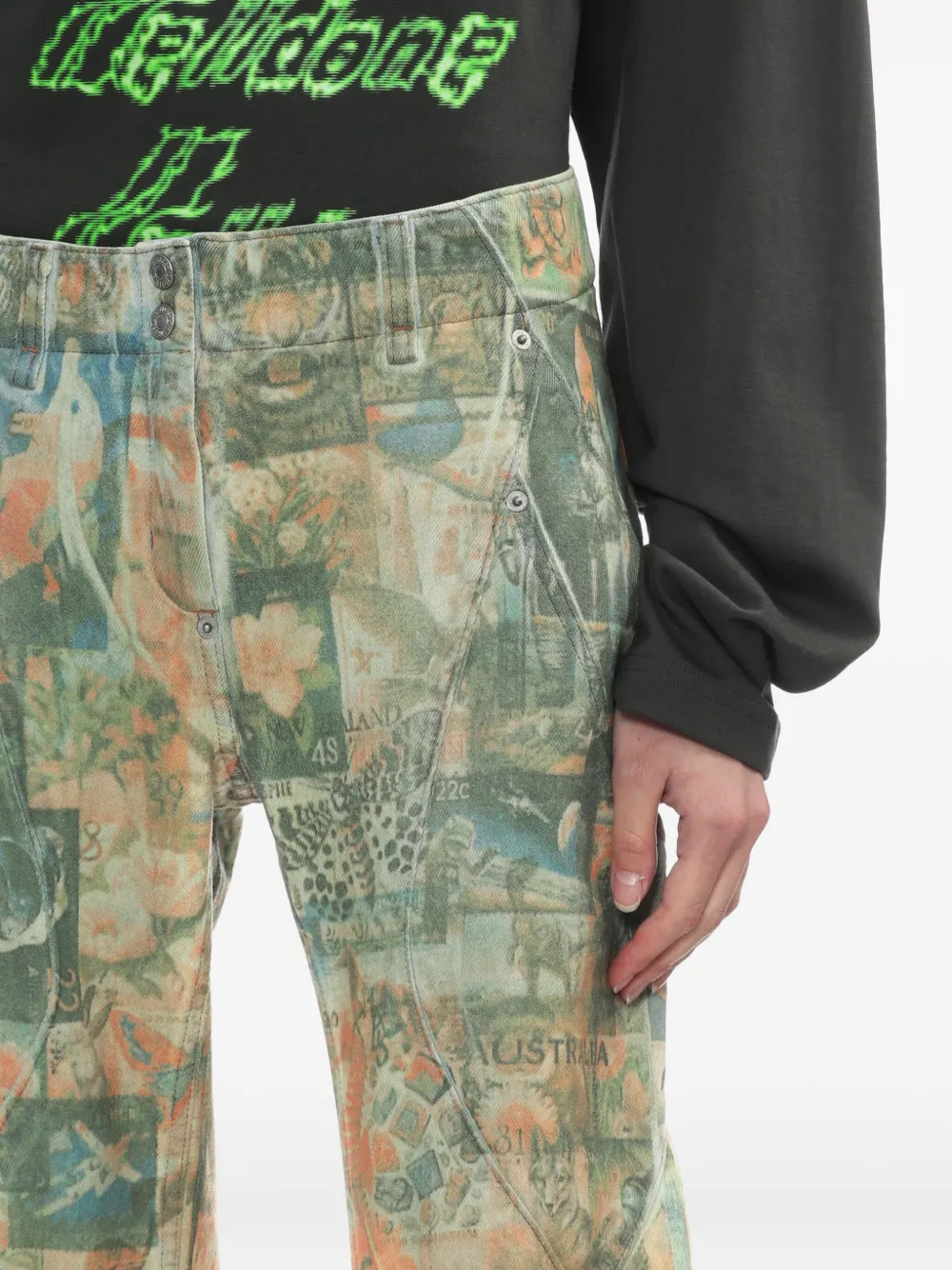 Kiko Kostadinov Jeans met rits Groen