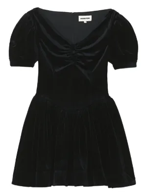 SHUSHU/TONG　ブラックミニドレス SHUSHU/TONG Shirtneck patchwork sleeveless dress / black