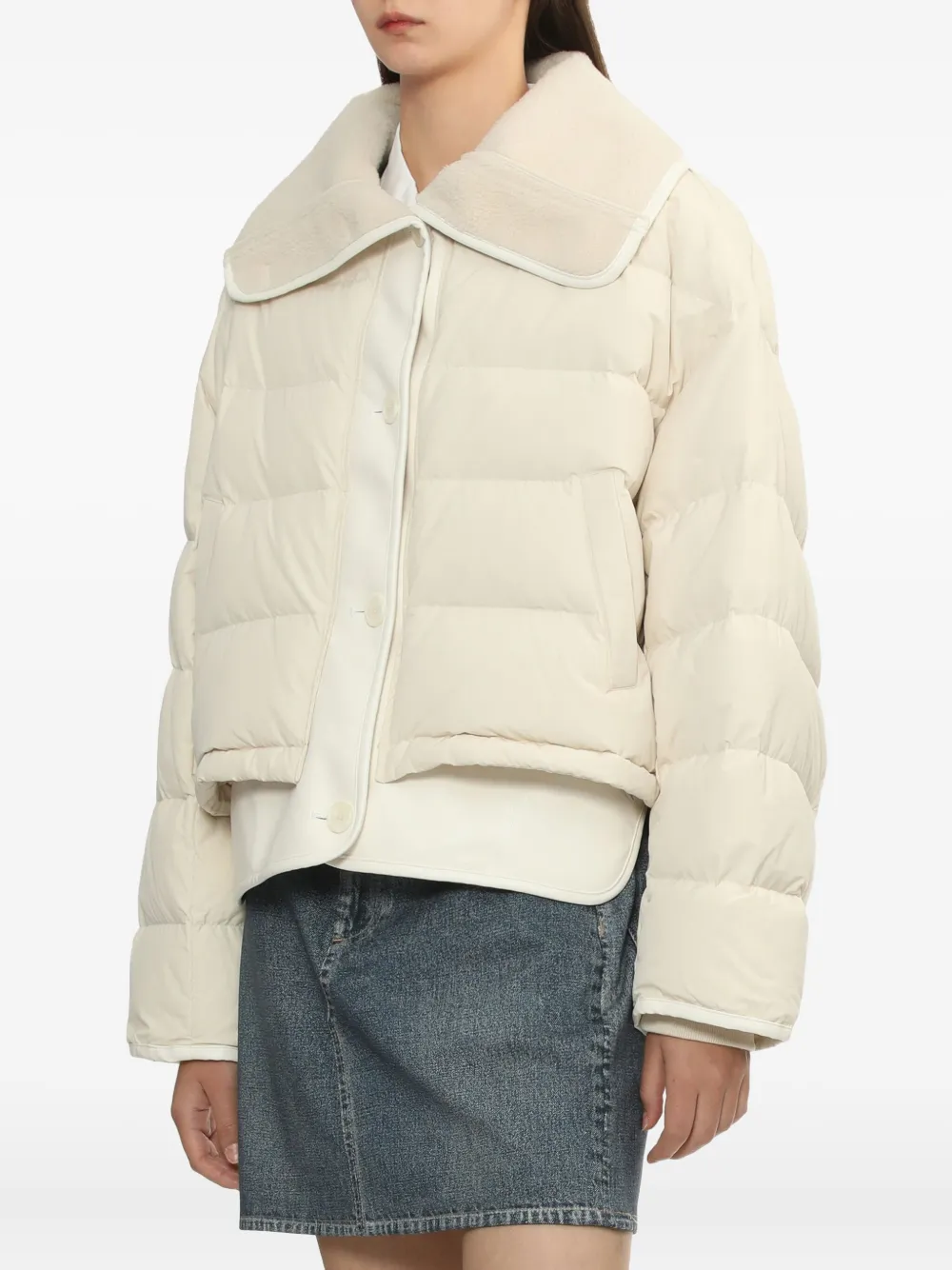 rag & bone Gloria donsjack met knopen Beige