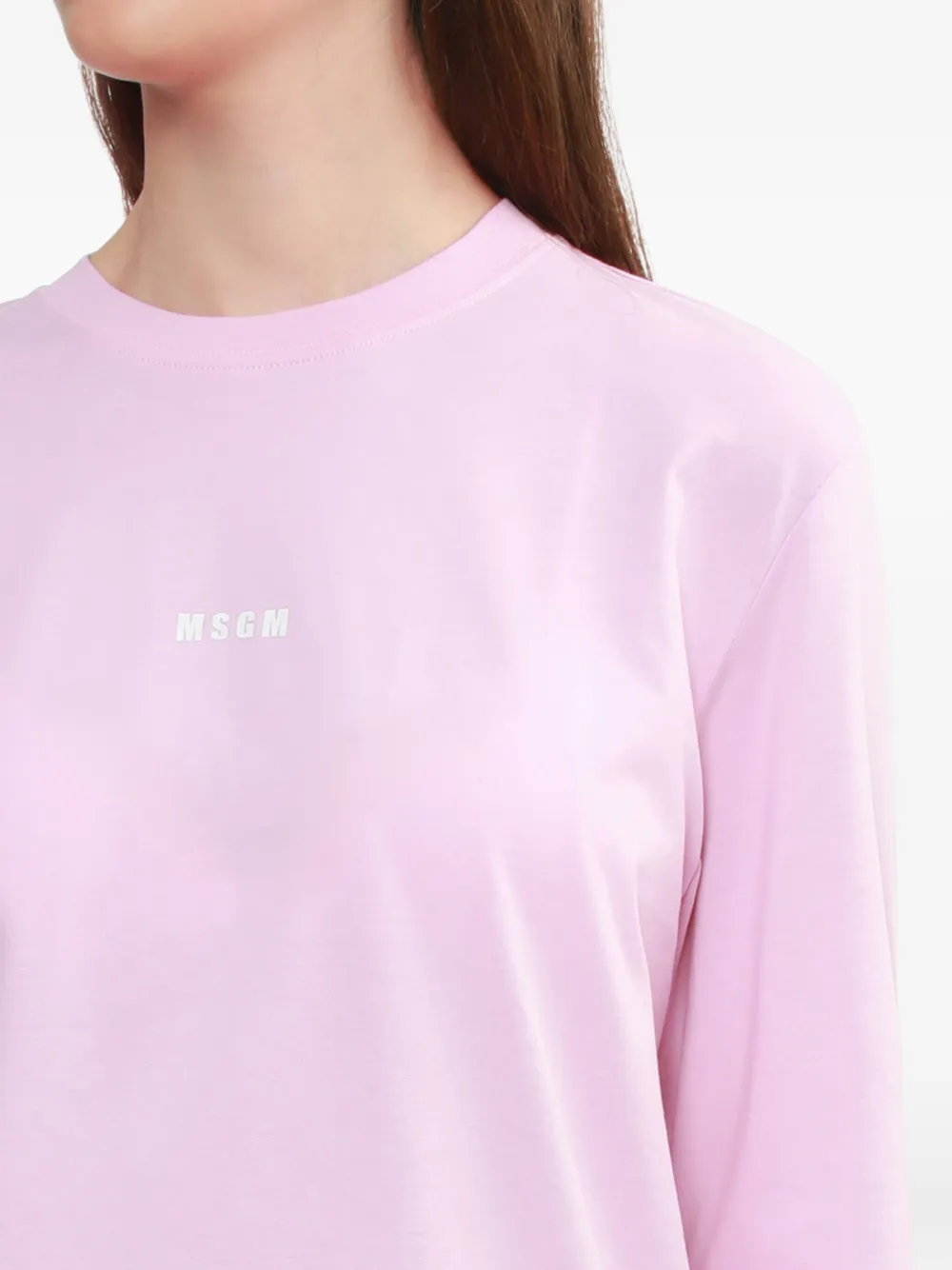 Msgm Long-sleeved T-shirt In Pink