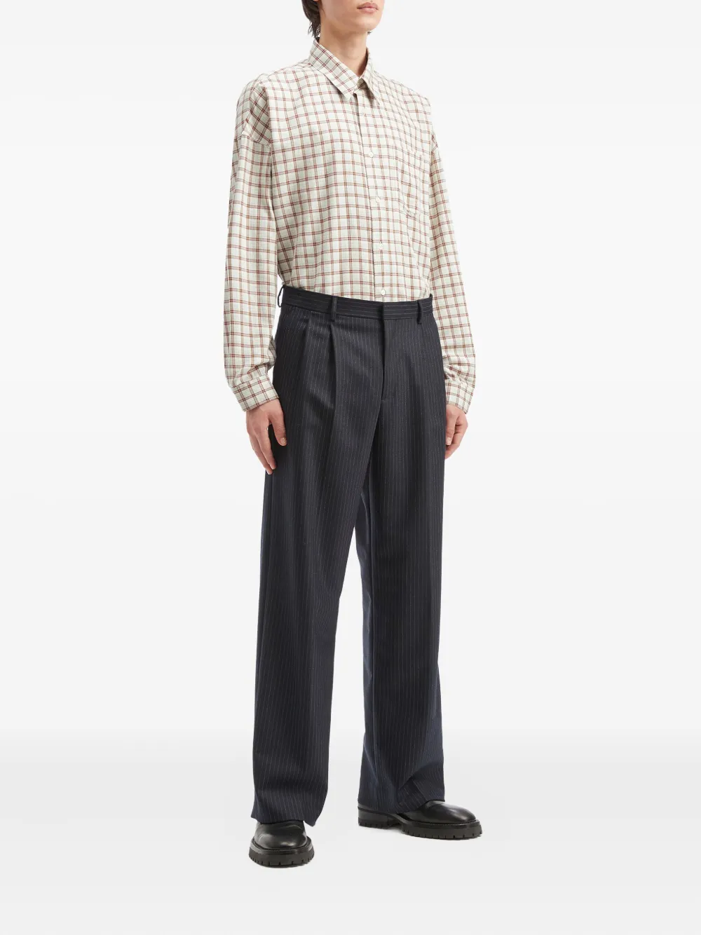 Sunflower check-print pocket shirt - Beige