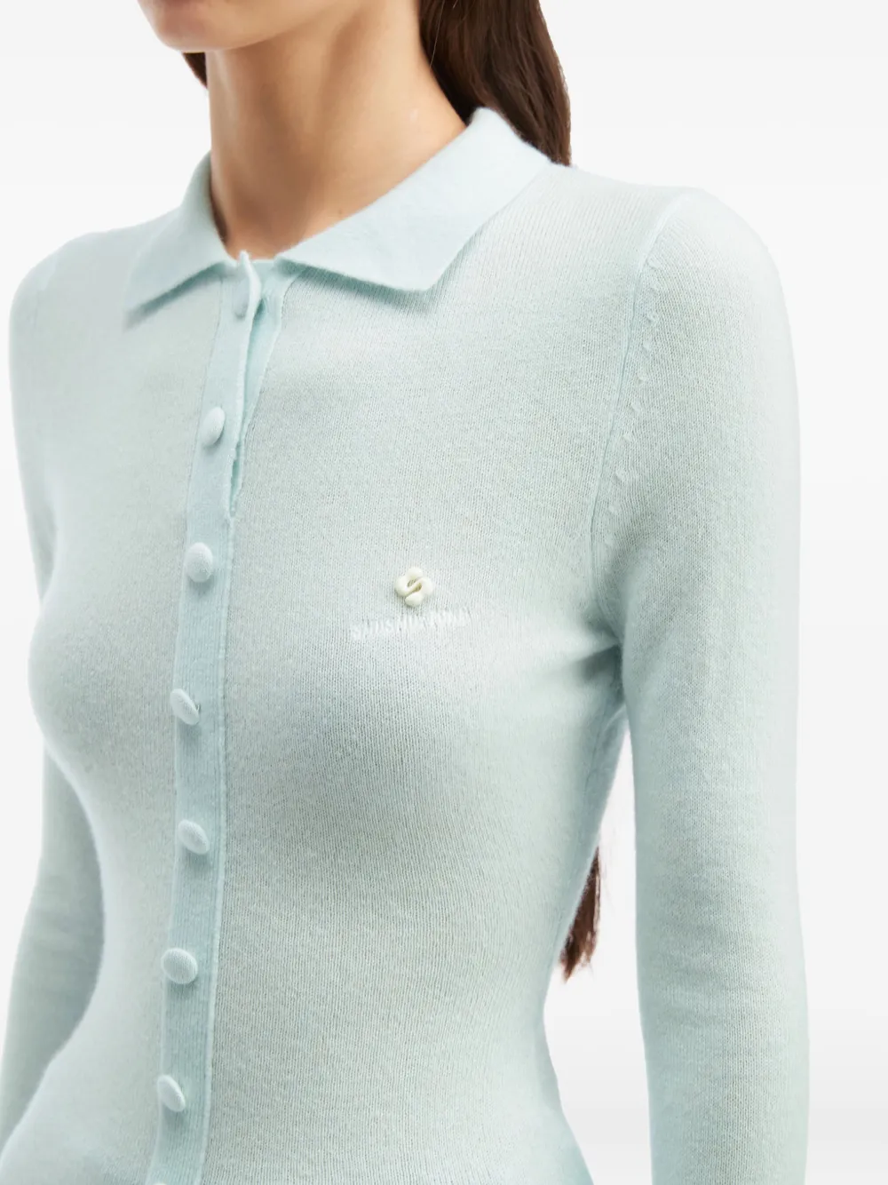 Shushu-tong Buttoned Collared Cardigan In Blue