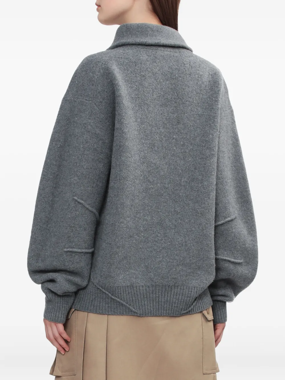 Helmut Lang Zip-collar Sweater In Gray