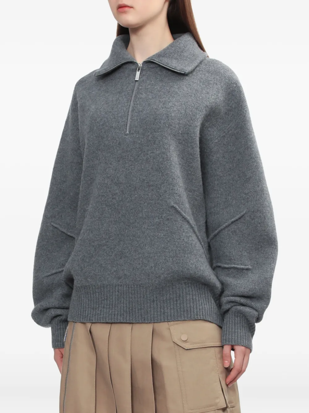 Helmut Lang Zip-collar Sweater In Gray