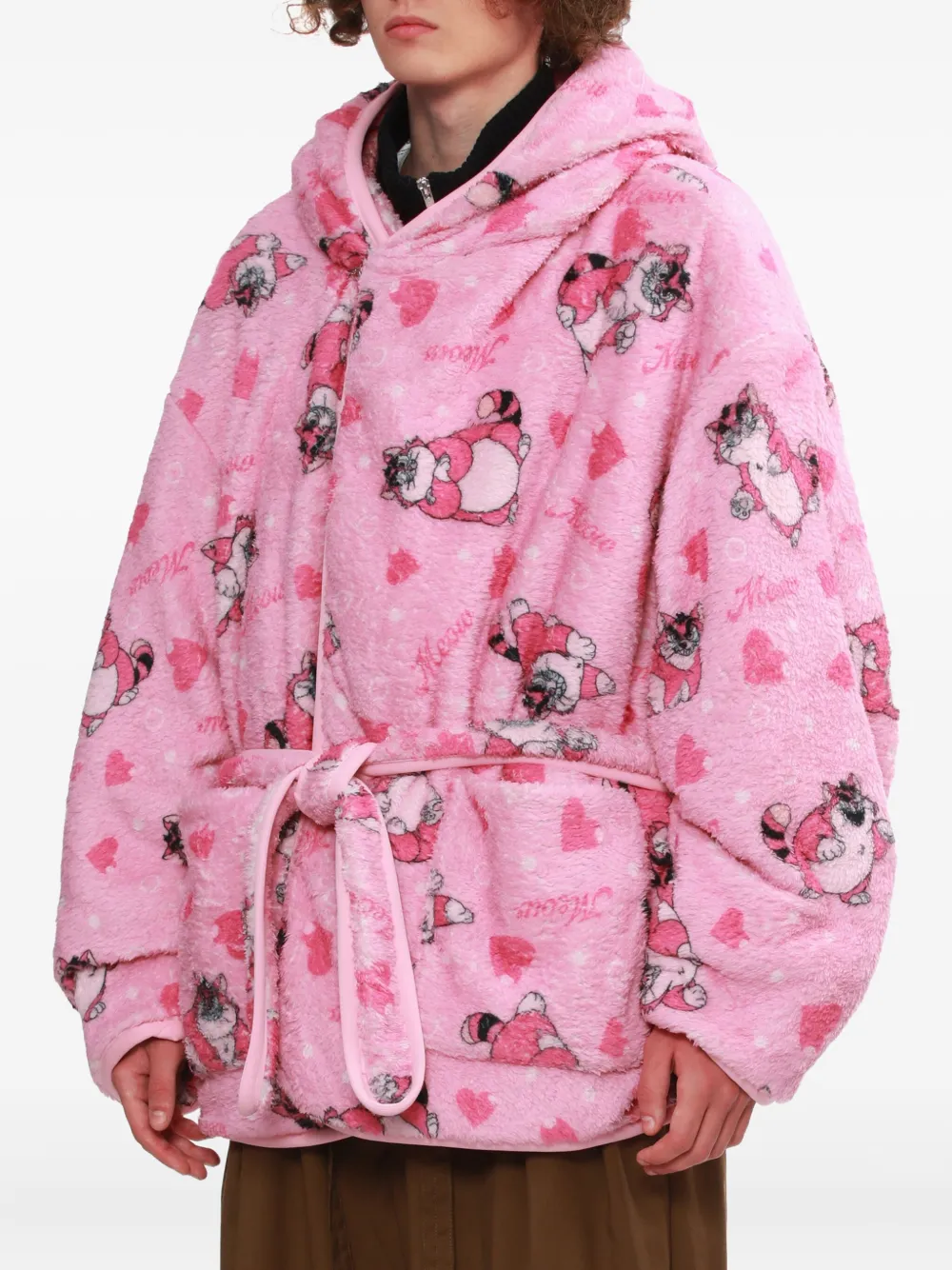  Doublet Hooded Belted Robe - Pink 