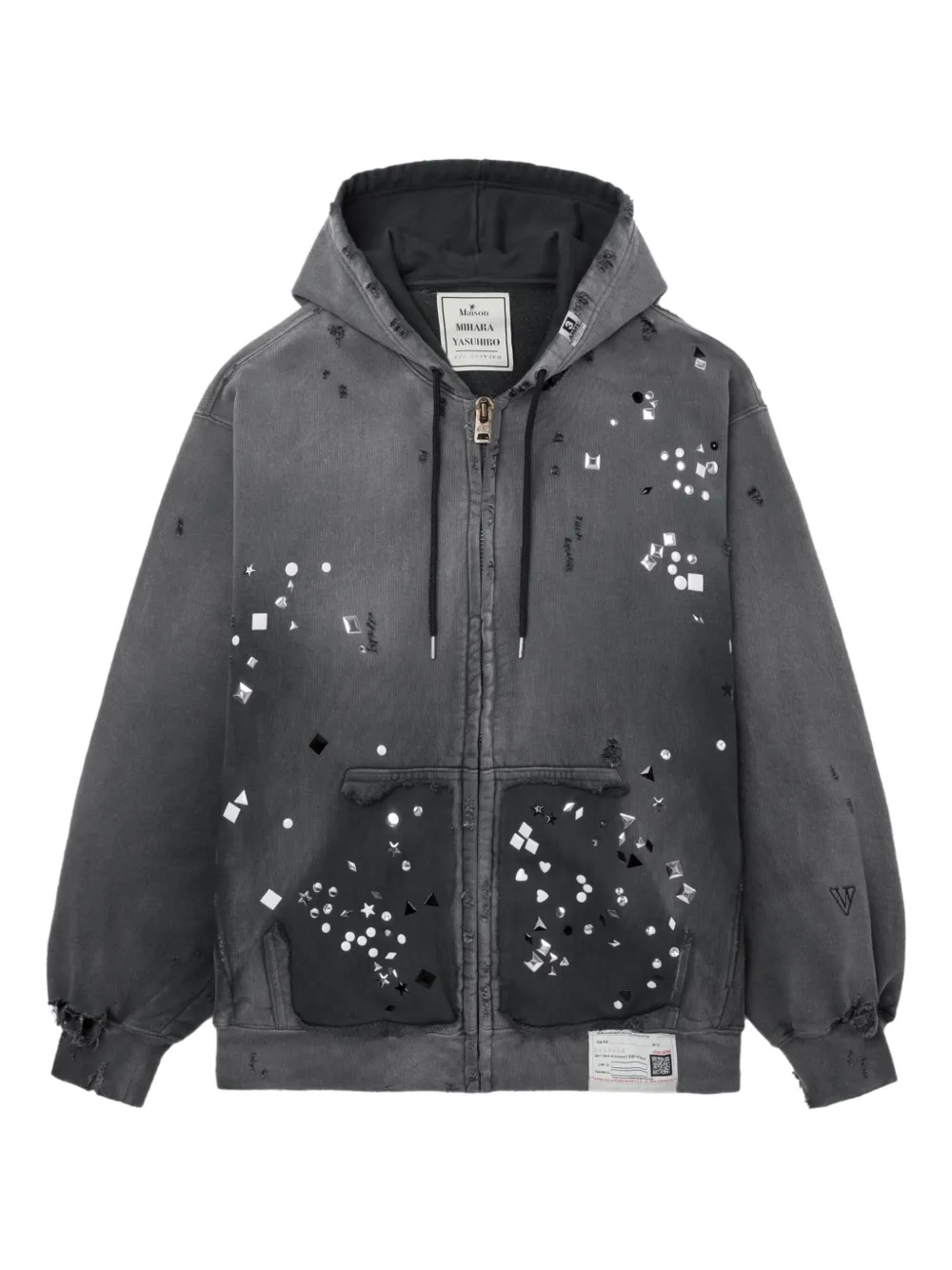 Maison MIHARA YASUHIRO ダメージ フーデッドトップ - ブラック