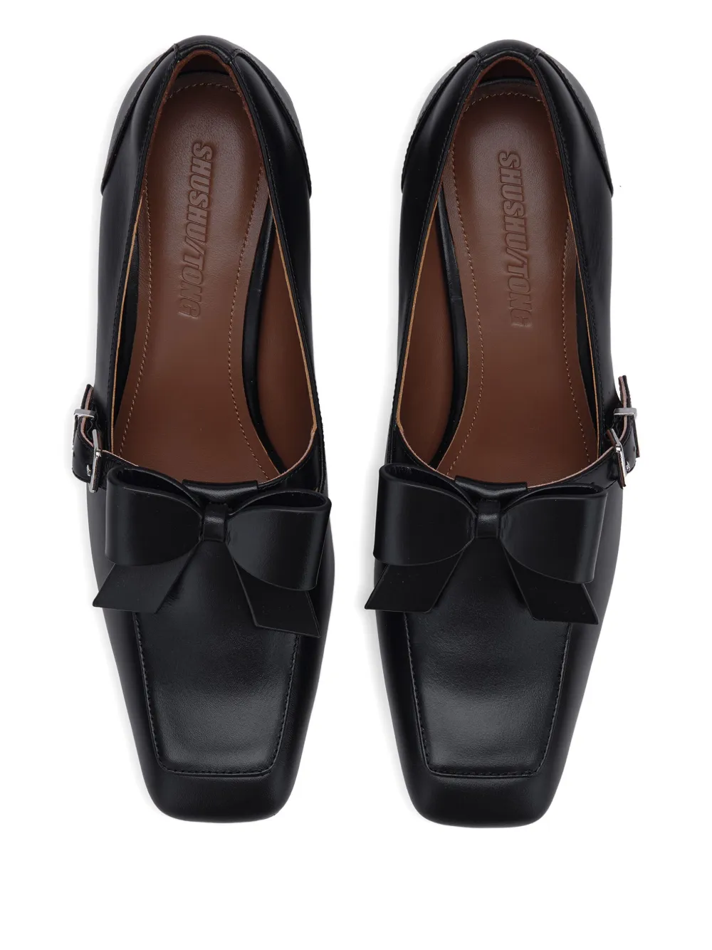 Shushu-tong Bow Buckle Leather Pumps In Black