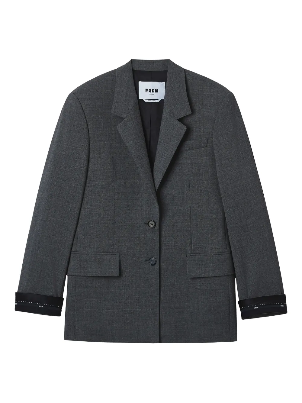 Msgm Notched-lapel Flap-pocket Blazer In Gray