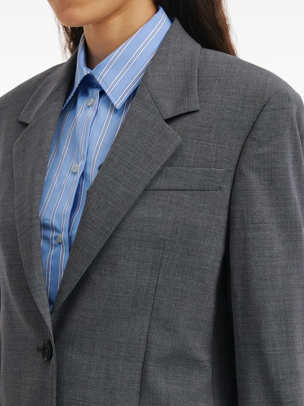 Msgm Notched-lapel Flap-pocket Blazer In Gray