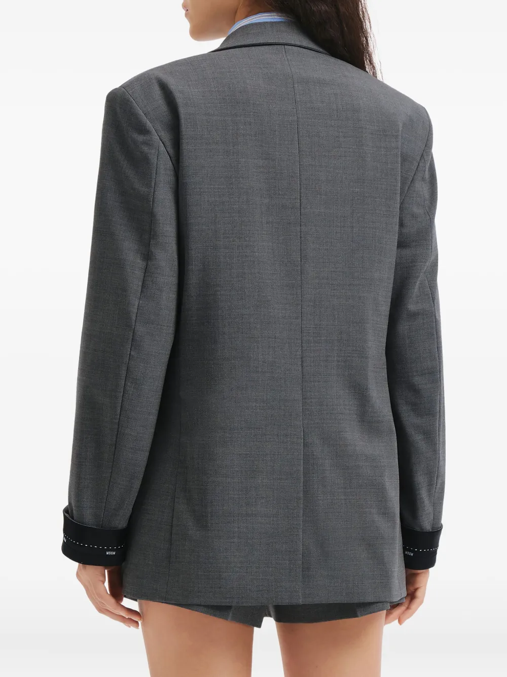 Msgm Notched-lapel Flap-pocket Blazer In Gray