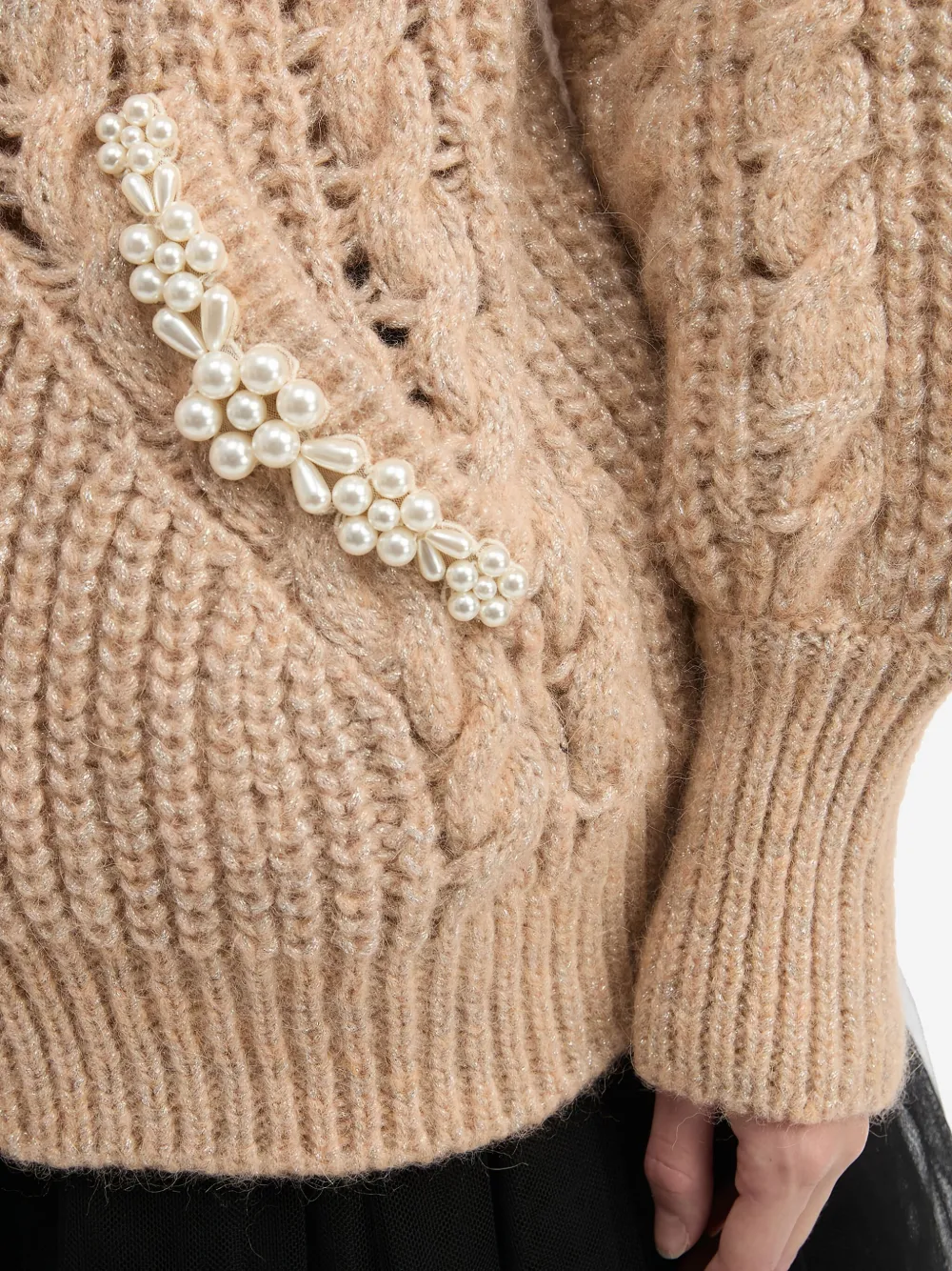 Simone Rocha Cable-knit Cardigan In Nude