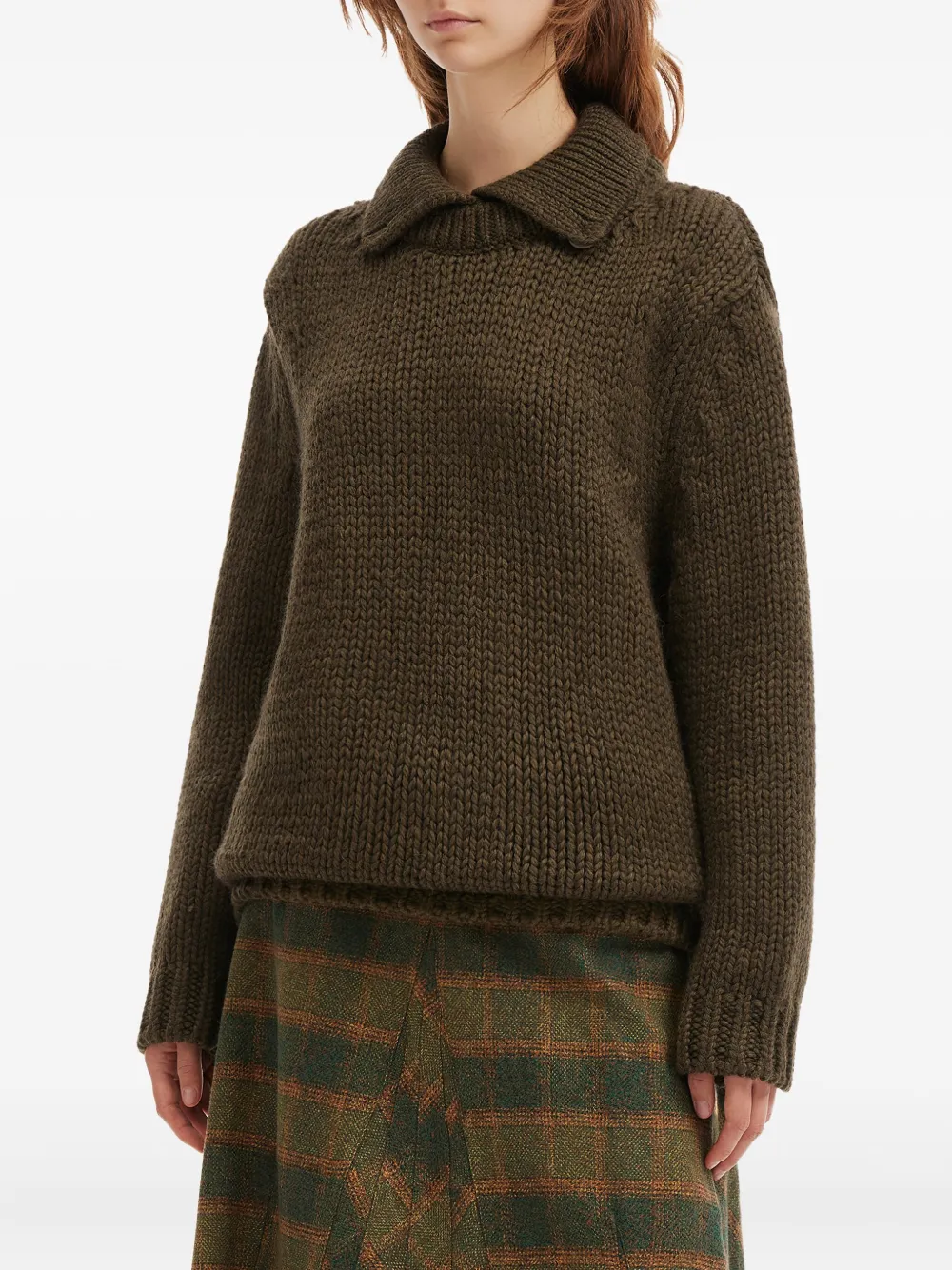 OUR LEGACY Trui met kraag met knopen Groen