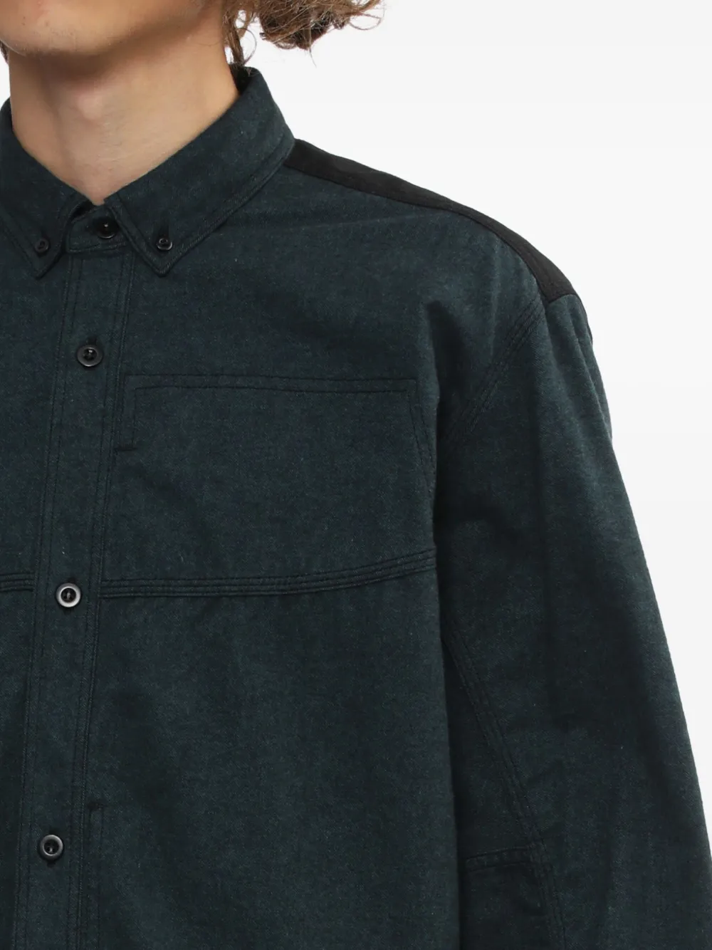 Junya Watanabe Check-panel Shirt In Green