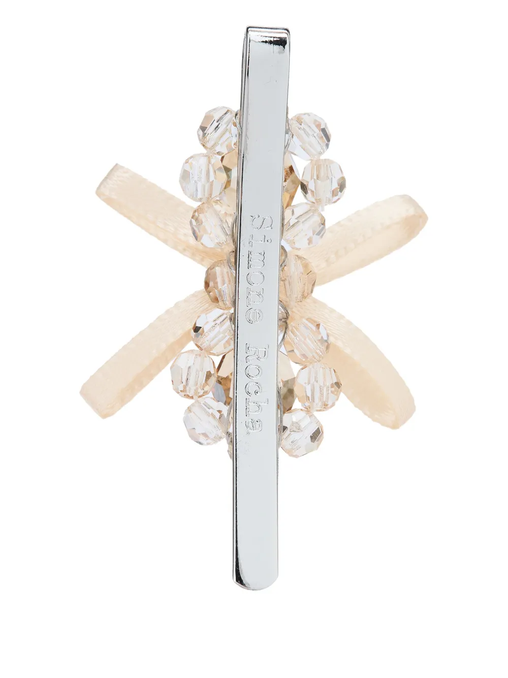Simone Rocha Crystal Ribbon Hair Clip In Silver